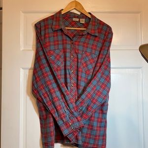 L.L.Bean Woman’s red plaid shirt, size XL